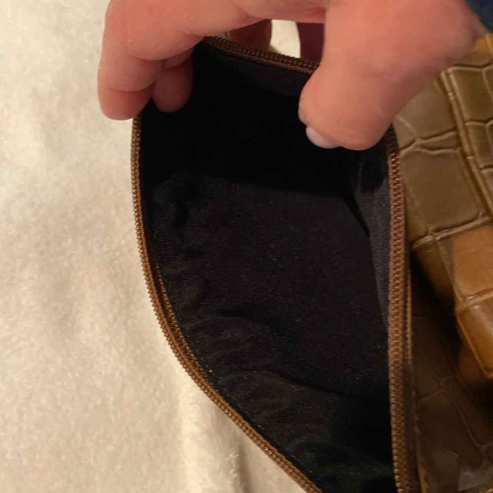 Charter Club Tan Crocodile Embossed Handbag